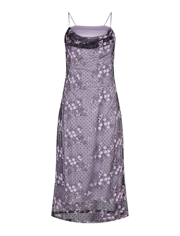 BCBG GIORDANA MIDI DRESS - BLACK PASTEL LILAC - Image 5