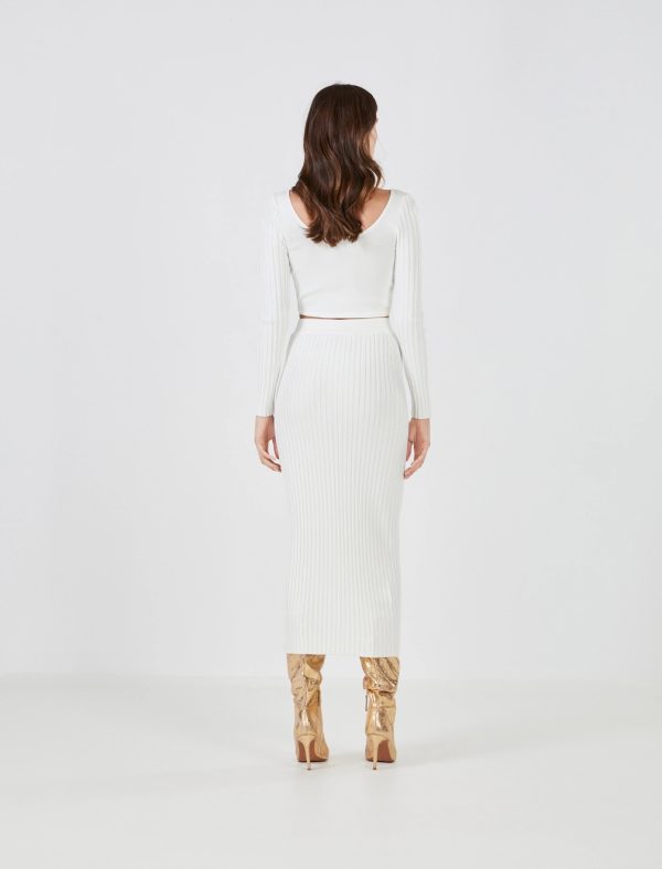 BCBG GIRALDA RIBBED BODYCON SKIRT - GARDENIA - Image 4