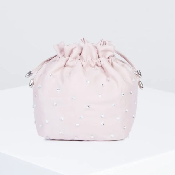 BCBG GISELE RHINESTONE DRAWSTRING BUCKET BAG - BARE PINK - Image 2