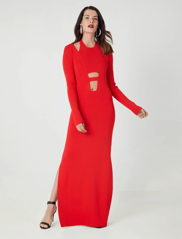 BCBG GIULIA CUTOUT EVENING DRESS - RED - Image 3