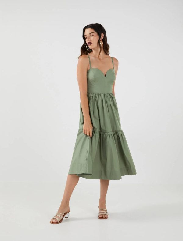 BCBG HALLYN TIERED MIDI DRESS - GREEN - Image 2