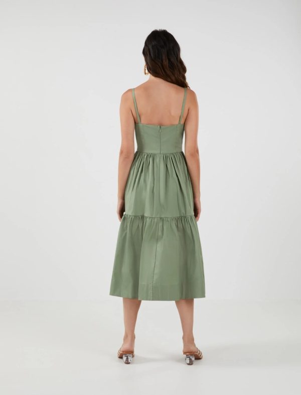 BCBG HALLYN TIERED MIDI DRESS - GREEN - Image 3