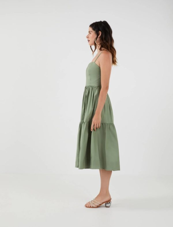 BCBG HALLYN TIERED MIDI DRESS - GREEN - Image 4