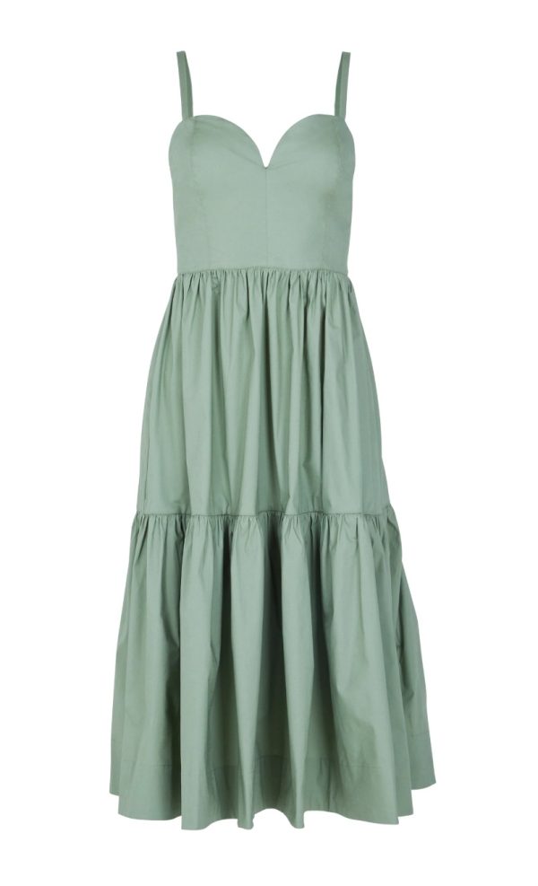 BCBG HALLYN TIERED MIDI DRESS - GREEN - Image 5