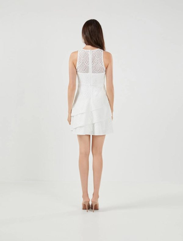 BCBG IDA PATTERNED LACE MINI DRESS - OFF WHITE - Image 3