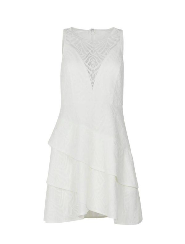 BCBG IDA PATTERNED LACE MINI DRESS - OFF WHITE - Image 4