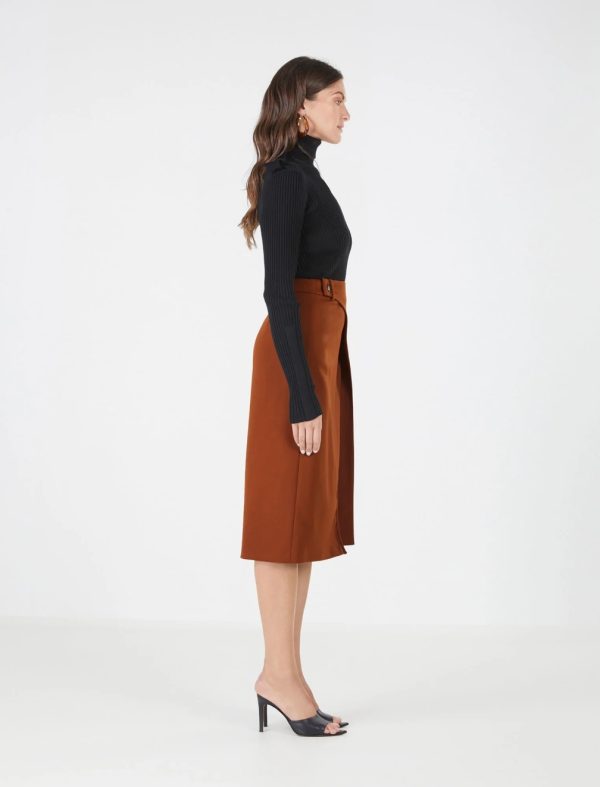 BCBG IMELDA WOOL SKIRT - CARAMEL CAFFE - Image 3