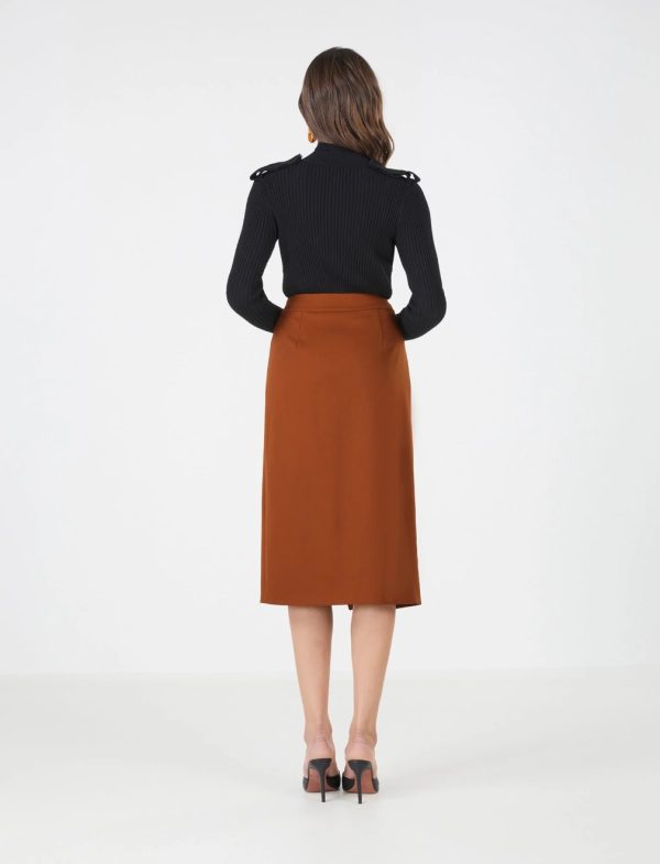 BCBG IMELDA WOOL SKIRT - CARAMEL CAFFE - Image 4