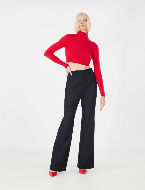 BCBG ISEPPA WOOL CROP TOP - ADRENALINE RED