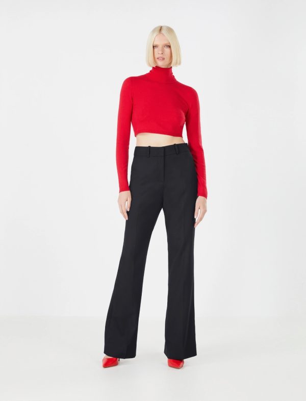 BCBG ISEPPA WOOL CROP TOP - ADRENALINE RED - Image 2