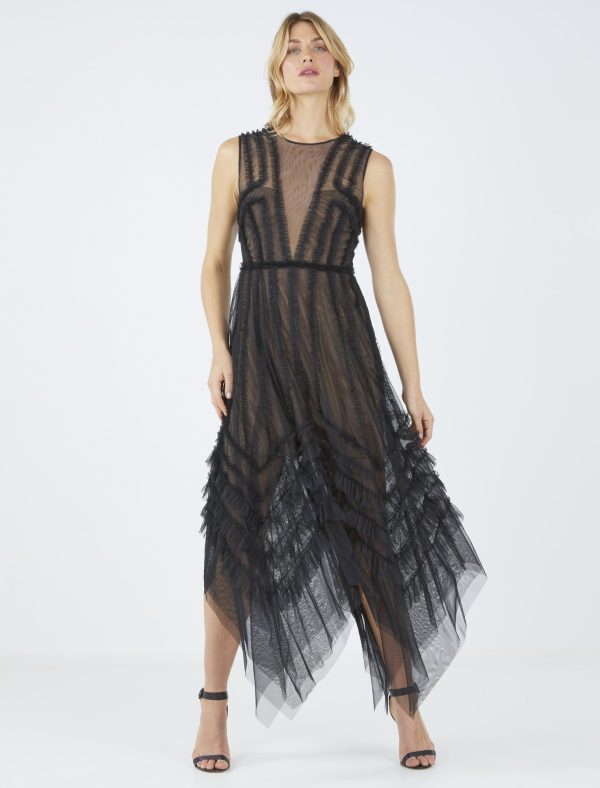 Bcbg Anna Ruffle Tulle Evening Dress