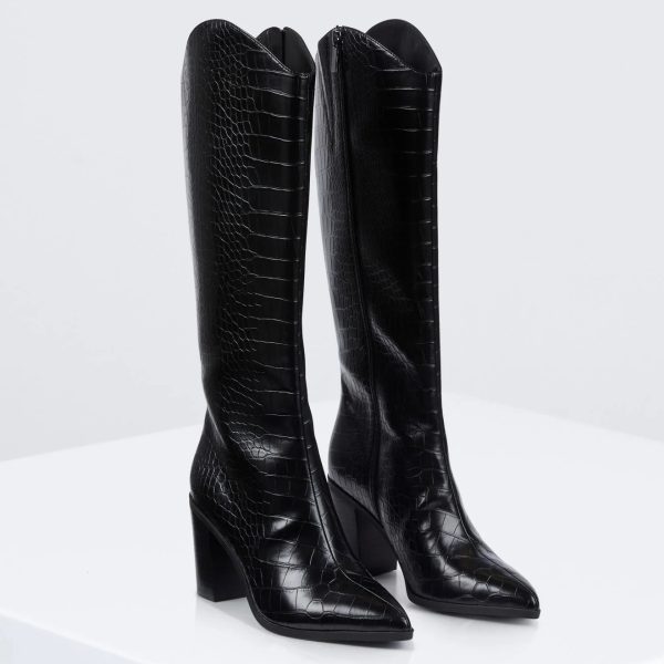 BCBG JANDA TALL BOOT BCBGENERATION - BLACK/CROC