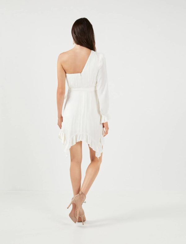 BCBG JOANNE ONE SHOULDER EVENING MINI DRESS - GARDENIA - Image 3