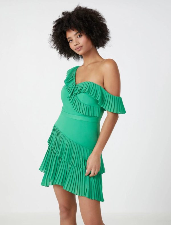 BCBG JORDAN RUFFLE EVENING MINI DRESS - GREEN - Image 2