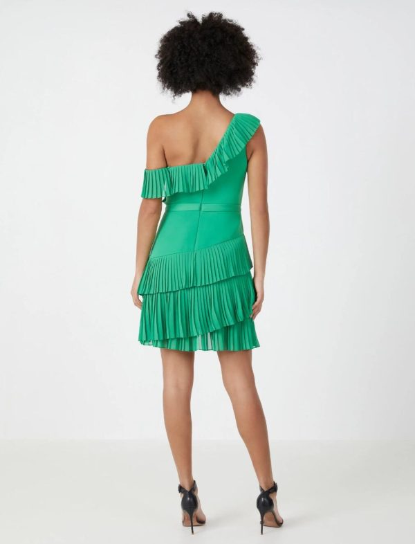 BCBG JORDAN RUFFLE EVENING MINI DRESS - GREEN - Image 4