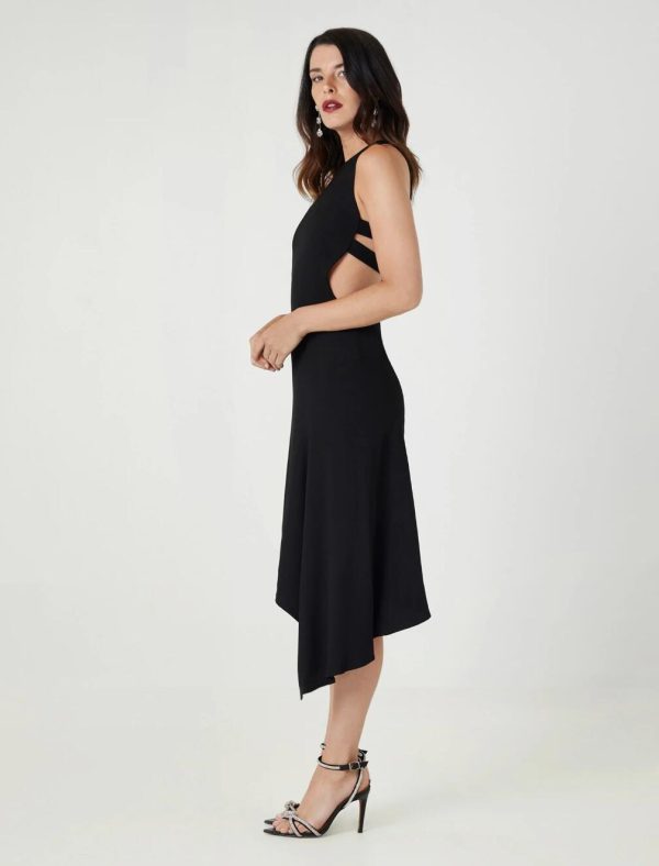 BCBG JOSEPHINE CUTOUT MIDI DRESS - BLACK - Image 2