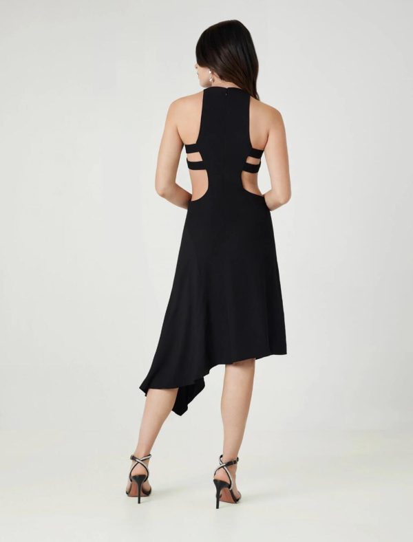 BCBG JOSEPHINE CUTOUT MIDI DRESS - BLACK - Image 3