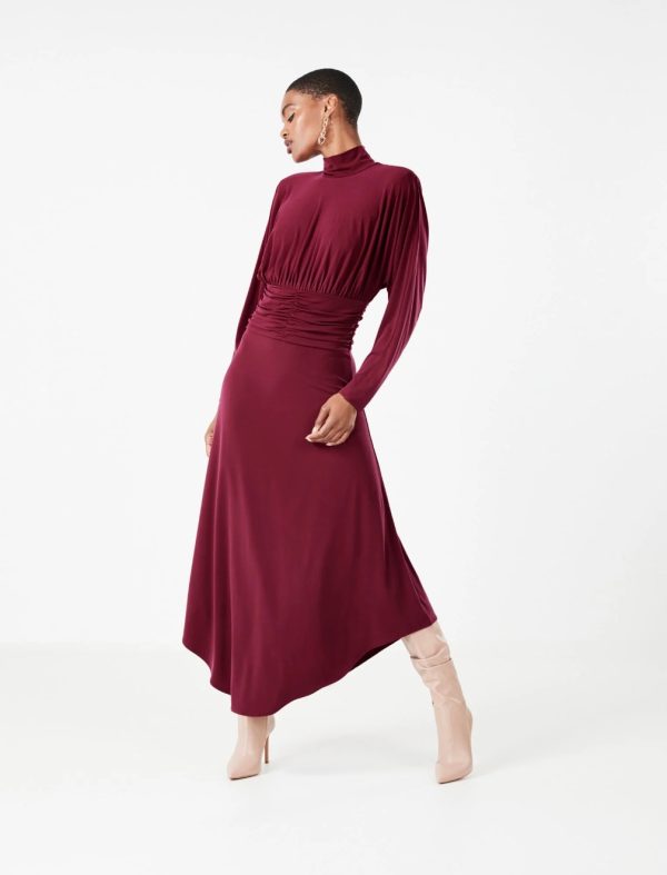 BCBG ANTONELLA TURTLENECK DRESS - CORDOVAN