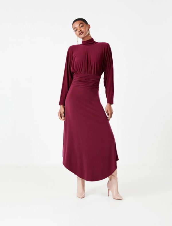 BCBG ANTONELLA TURTLENECK DRESS - CORDOVAN - Image 2