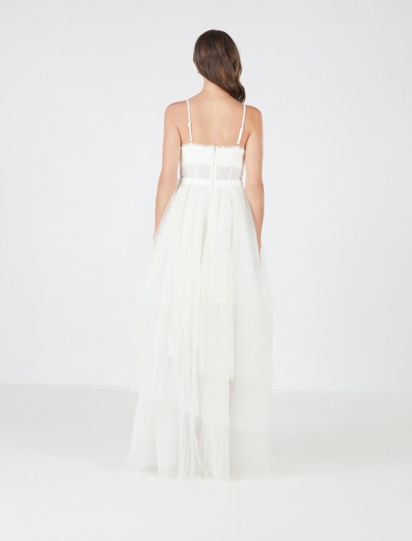 BCBG KATHERINE TULLE EVENING GOWN - GARDENIA - Image 4