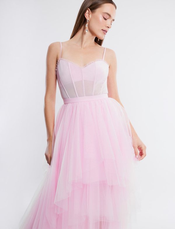 BCBG KATHERINE TULLE EVENING GOWN - PINK ROSE - Image 2