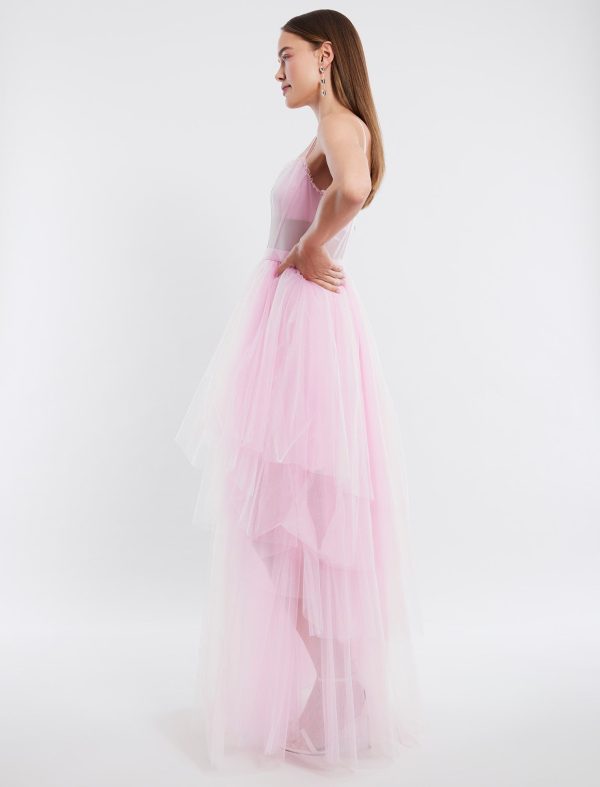 BCBG KATHERINE TULLE EVENING GOWN - PINK ROSE - Image 3