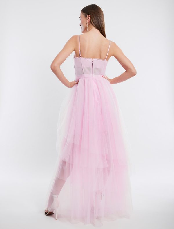 BCBG KATHERINE TULLE EVENING GOWN - PINK ROSE - Image 4