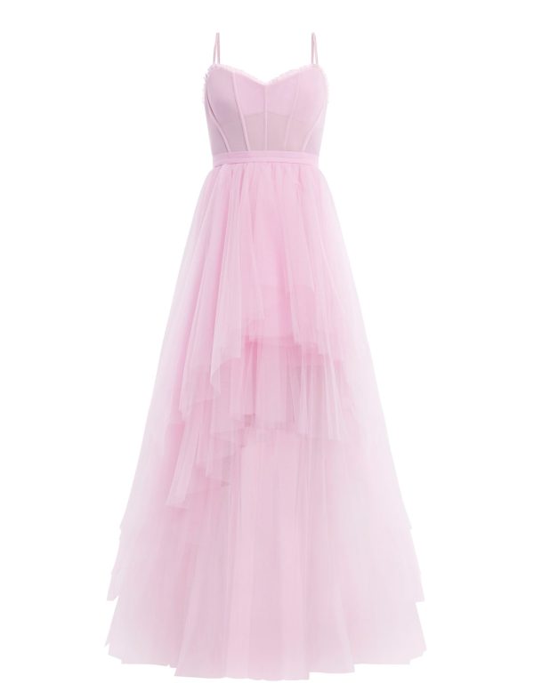 BCBG KATHERINE TULLE EVENING GOWN - PINK ROSE - Image 6