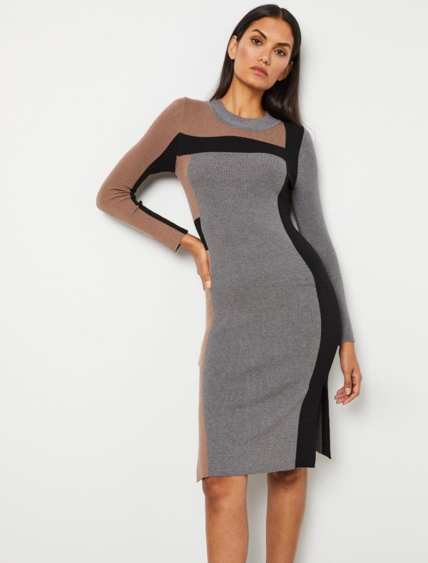 Bcbg Katrina Mock Neck Colorblock Sweater Dress