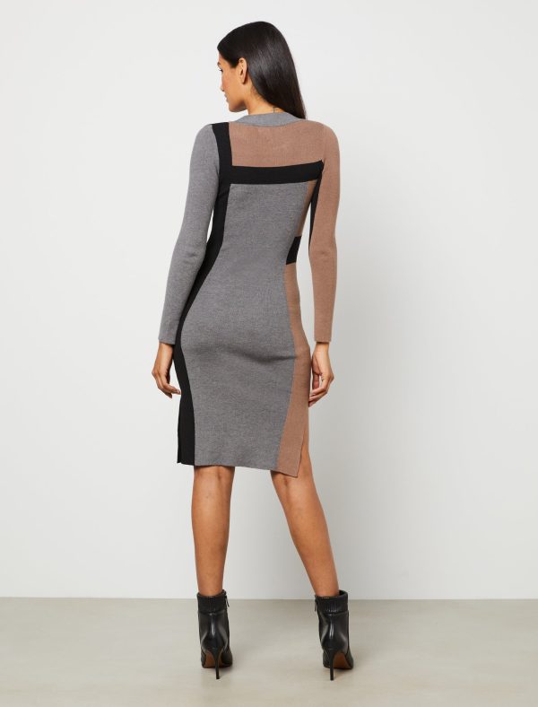 Bcbg Katrina Mock Neck Colorblock Sweater Dress - Image 4