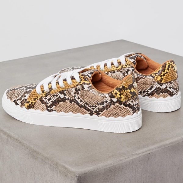 BCBG LANIE LACE-UP SNEAKER - IVORY AND YELLOW SNAKE - Image 2