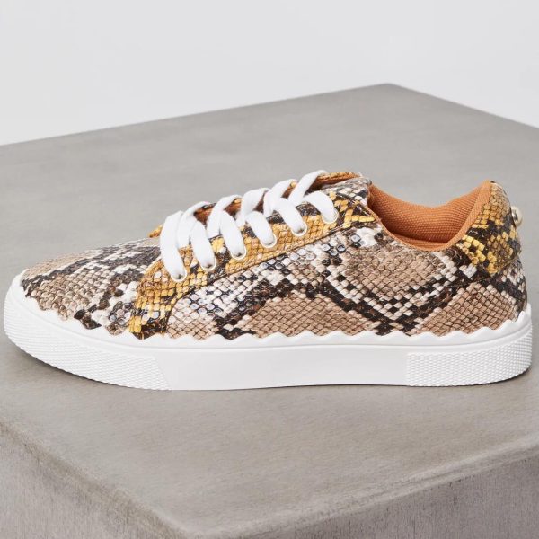 BCBG LANIE LACE-UP SNEAKER - IVORY AND YELLOW SNAKE - Image 3