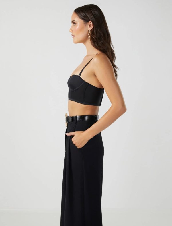 BCBG LEIGH CROPPED CORSET BUSTIER - BLACK - Image 3