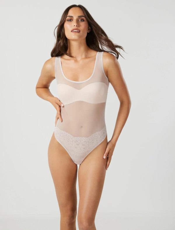 BCBG LEIGH MESH TANK BODYSUIT - BARE PINK - Image 2