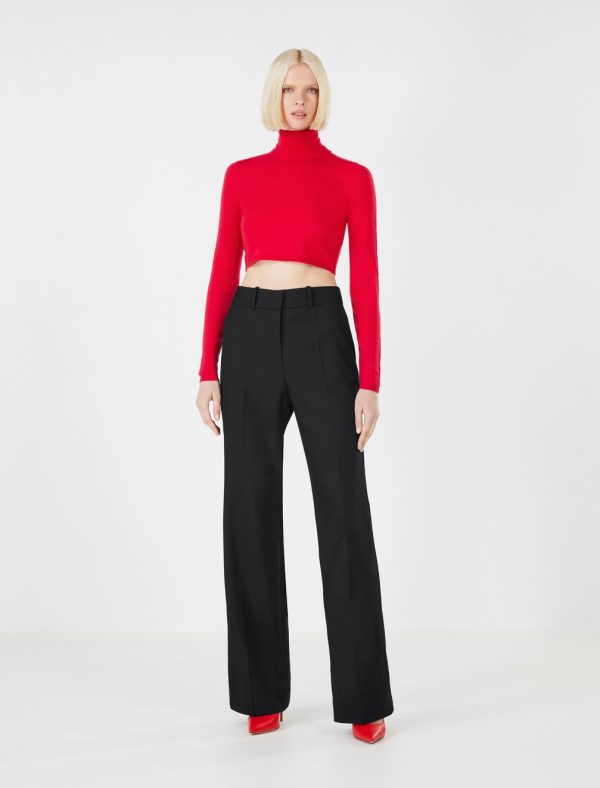 BCBG LEONORA WOOL TROUSER - BLACK BEAUTY