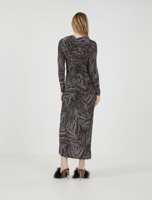 BCBG LIALLA CURVE DETAIL DRESS - BLACK MULTI COMBO - Image 4