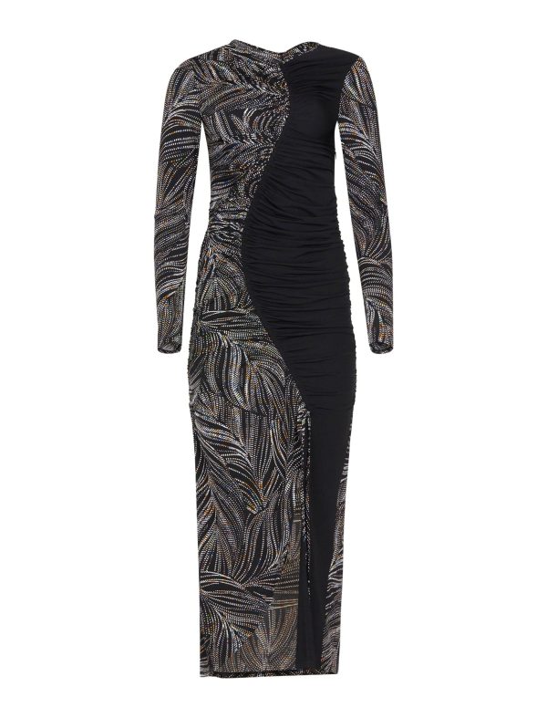 BCBG LIALLA CURVE DETAIL DRESS - BLACK MULTI COMBO - Image 6