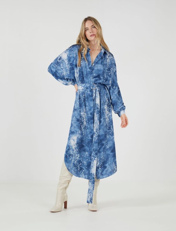 BCBG LIDYA SHIRT DRESS - DENIM BLUE COMBO