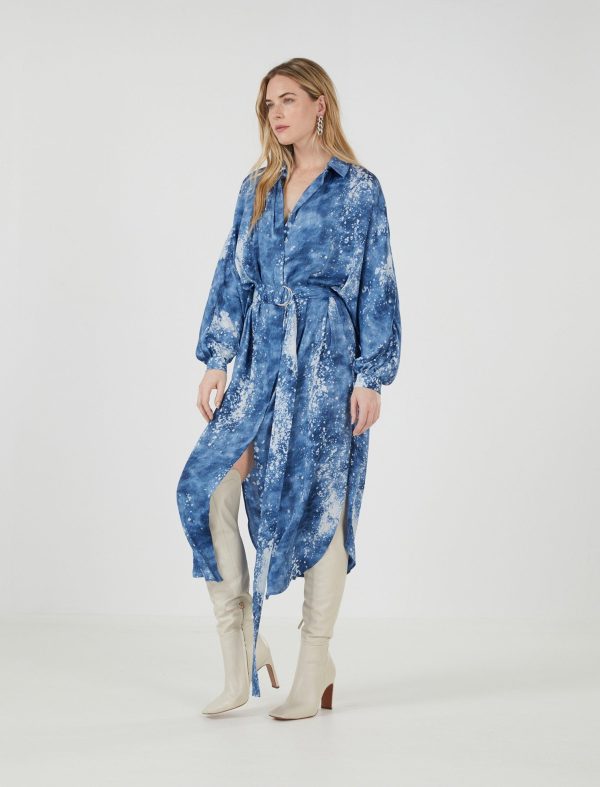 BCBG LIDYA SHIRT DRESS - DENIM BLUE COMBO - Image 3