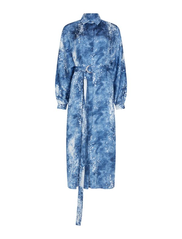 BCBG LIDYA SHIRT DRESS - DENIM BLUE COMBO - Image 6