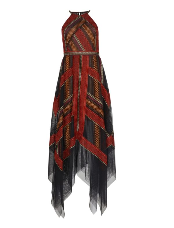 BCBG LILIT EMBROIDERED HANDKERCHIEF DRESS - BLACK MULTI - Image 6