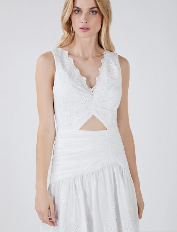 BCBG LILLY CUTOUT EYELET DRESS - OFF WHITE - Image 2