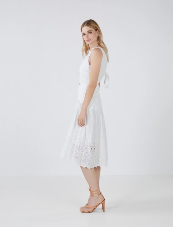 BCBG LILLY CUTOUT EYELET DRESS - OFF WHITE - Image 3