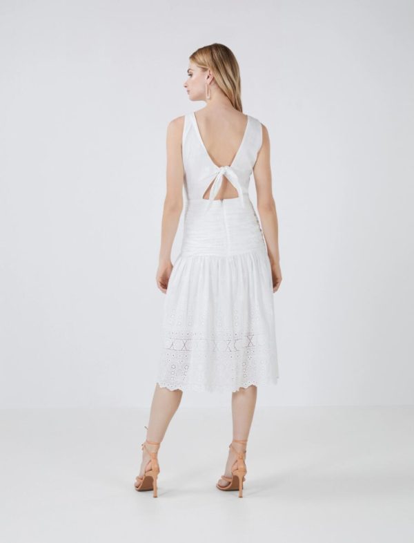 BCBG LILLY CUTOUT EYELET DRESS - OFF WHITE - Image 4