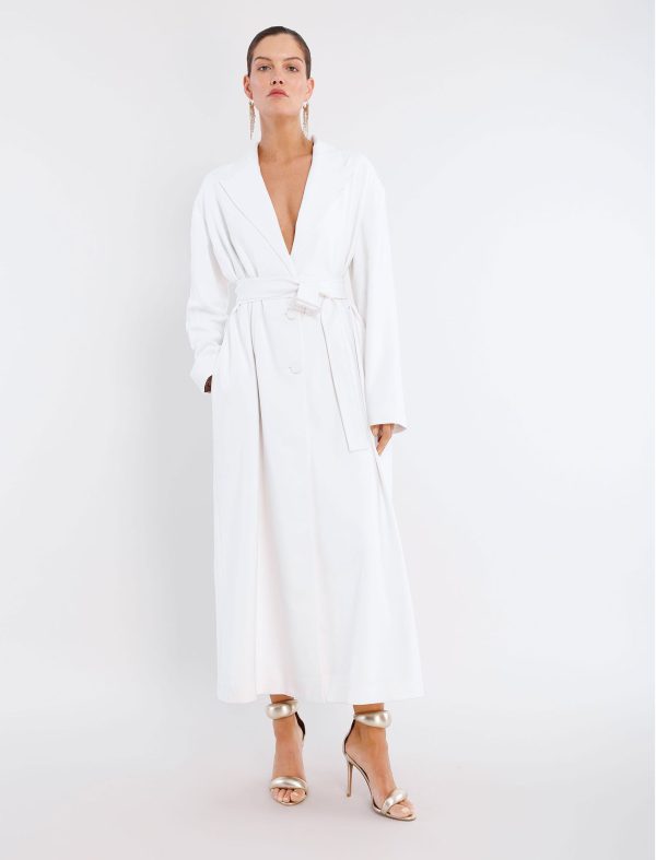 BCBG LINCOLN TRENCH COAT - OPTIC WHITE