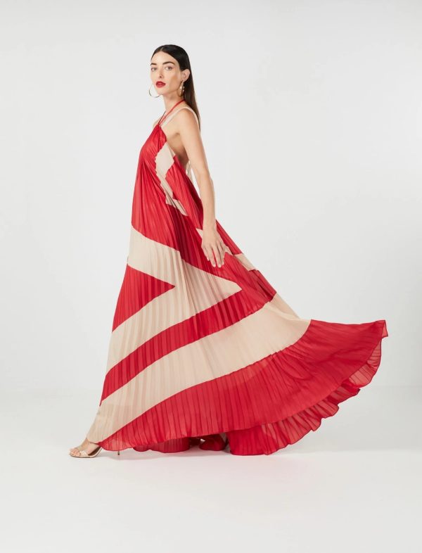 BCBG ARIA PLEATED EVENING DRESS - RUBICONDO-ROSE DUST - Image 2