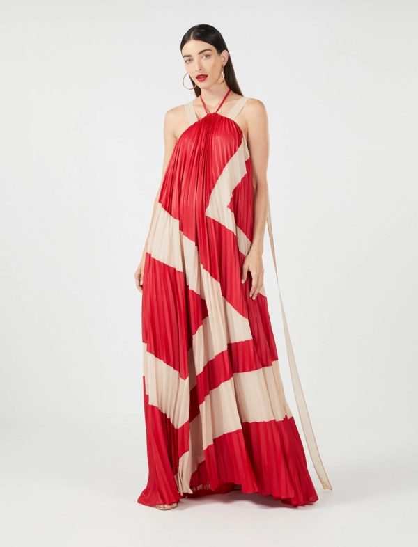 BCBG ARIA PLEATED EVENING DRESS - RUBICONDO-ROSE DUST - Image 3