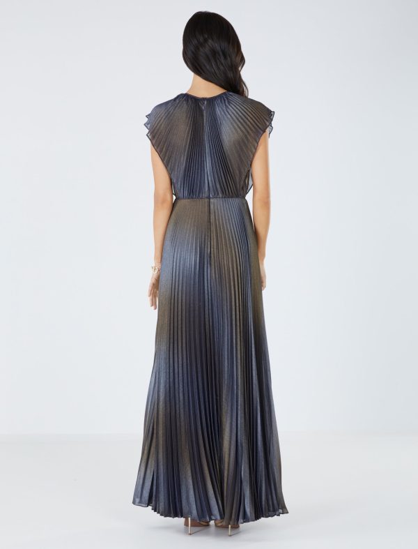 Bcbg Litte Metallic Pleat Evening Dress - Image 4