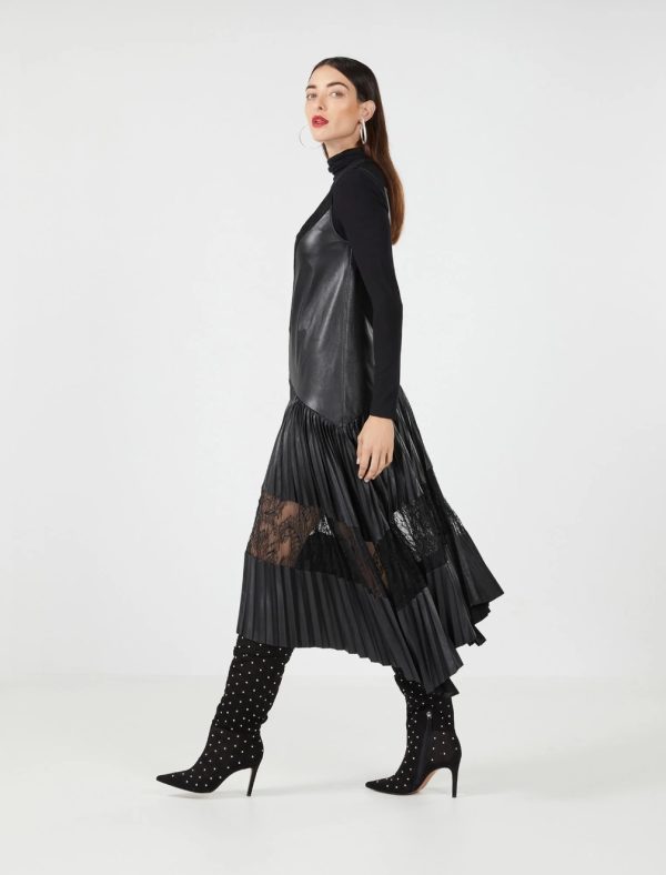 BCBG ARIANA FAUX LEATHER DRESS - BLACK BEAUTY - Image 3