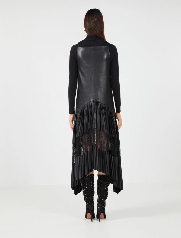 BCBG ARIANA FAUX LEATHER DRESS - BLACK BEAUTY - Image 4